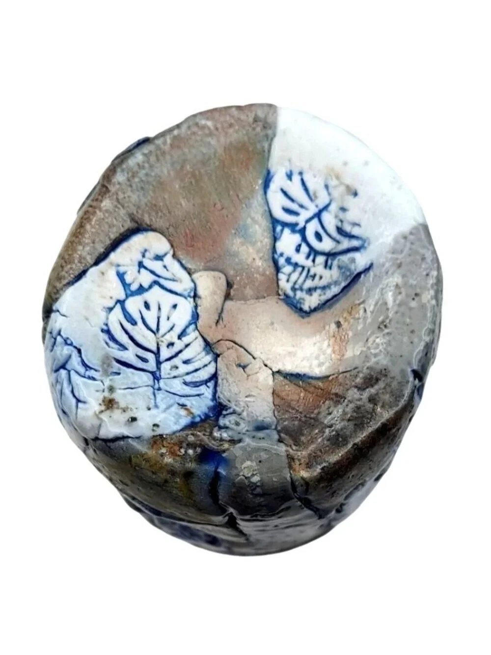 Patchwork Folk Art Pottery Vase Hand Thrown Textured Stoneware Vintage Rustic